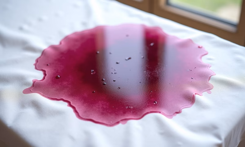 Como Tirar Mancha de Suco de Uva: Guia de Remoção Mancha de suco de uva roxa em toalha de linho branca.