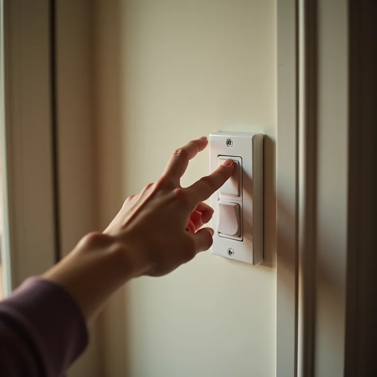 Mão ajustando um interruptor intermediário.