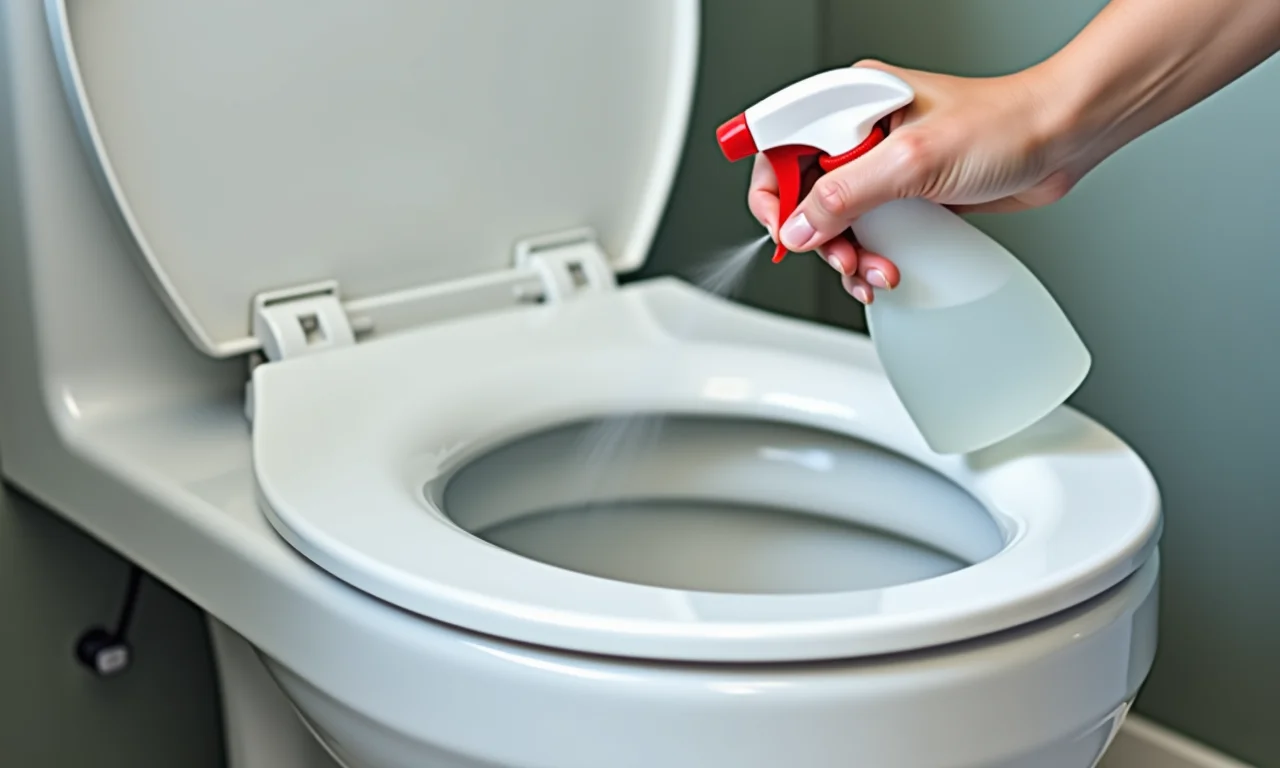 Mão limpando um assento sanitário, demonstrando a importância da higiene.