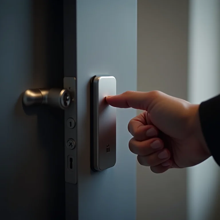 Mão se aproximando de uma fechadura digital Intelbras