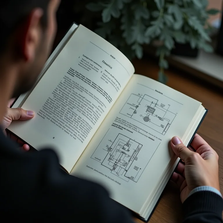 Mão segurando manual técnico aberto com diagramas de pressostato