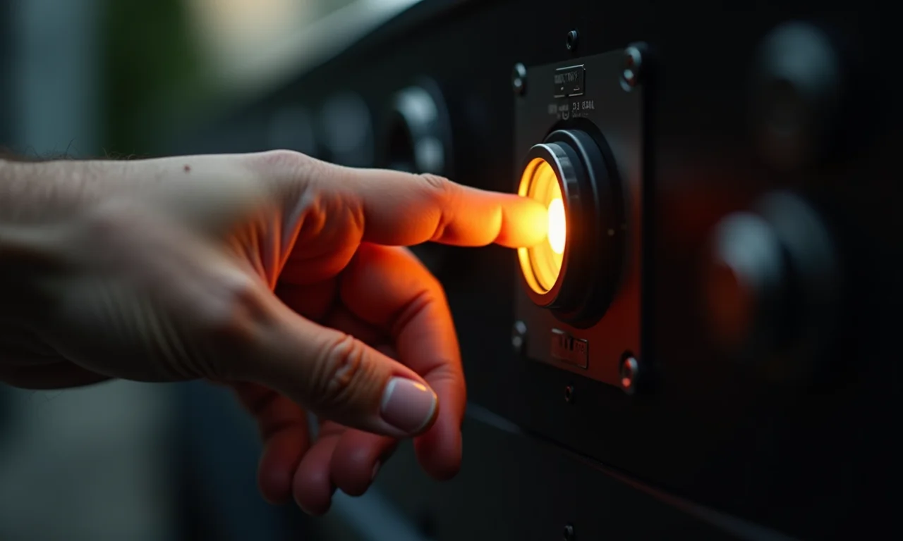 Mão tocando em motor elétrico levemente quente.