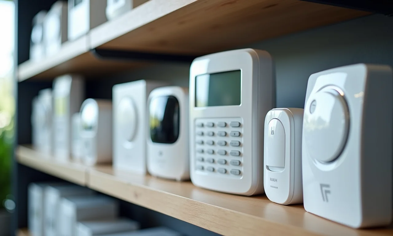 Marcas de sistemas de alarme em uma loja de segurança.