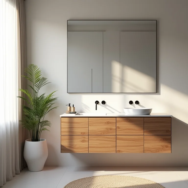 Materiais duráveis e estilosos para armários de banheiro.