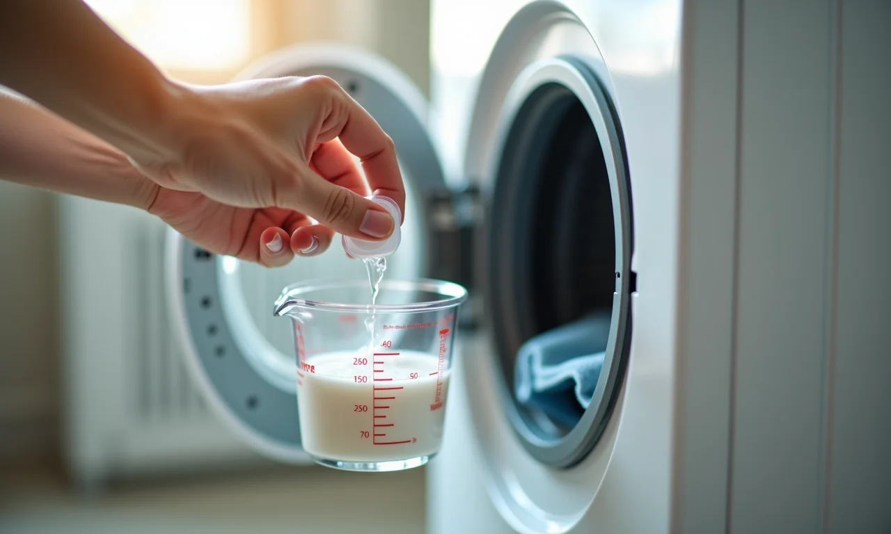 Medindo a quantidade certa de sabão.