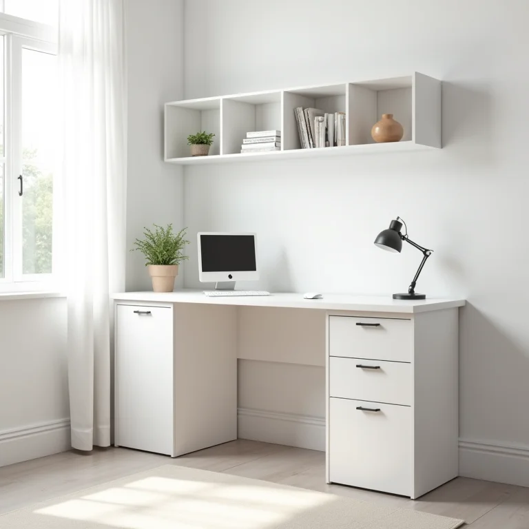 Mesa de canto com prateleiras: solução inteligente para pequenos espaços.