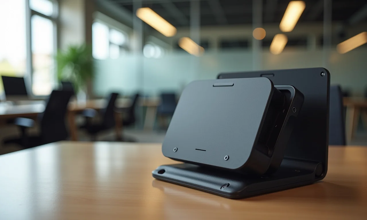 Mesa em L Diretor com Gaveteiro - Pandin em um escritório corporativo.