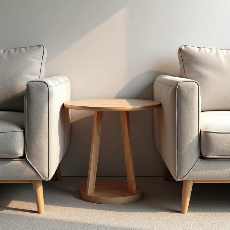 Mesa lateral pequena otimizando o espaço em uma sala