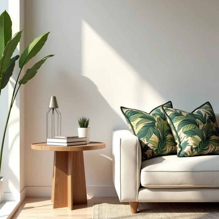 Mesa lateral que combina com o estilo da decoração da sala