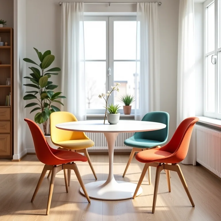 Mesa Saarinen redonda em apartamento pequeno