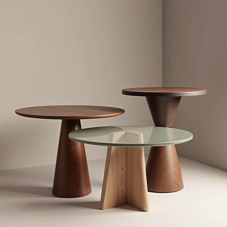 Mesas laterais feitas de diferentes materiais