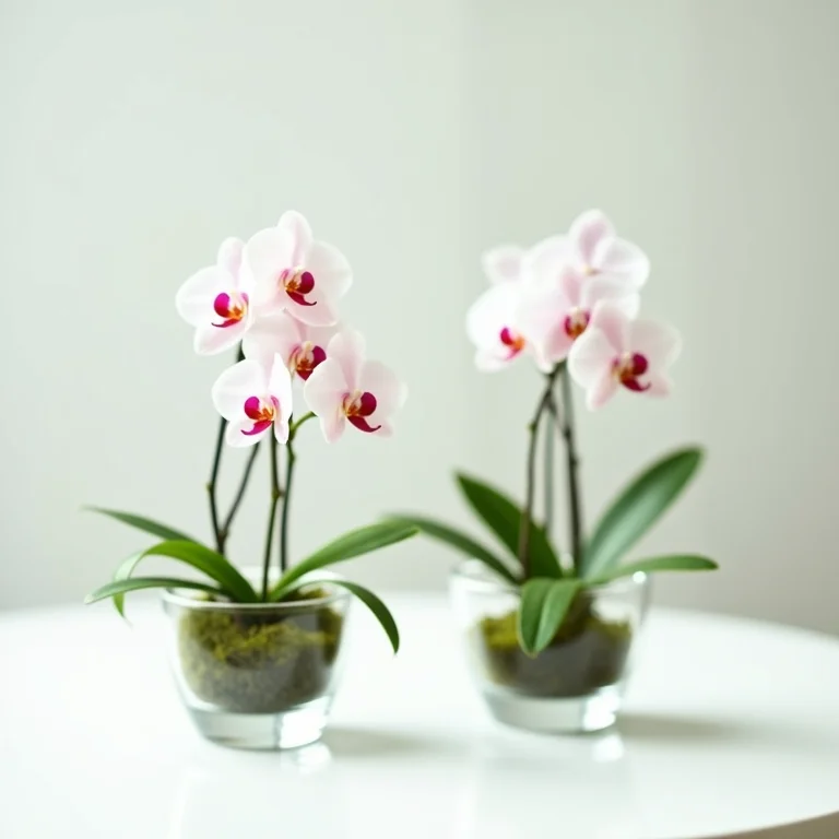 Mini orquídeas em vasos de vidro