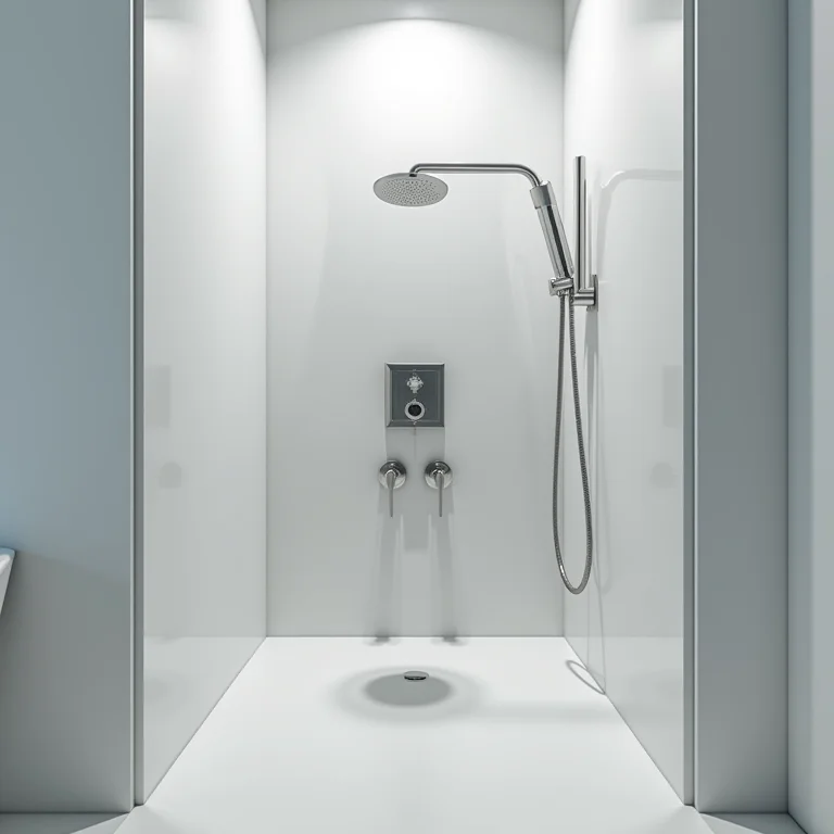 Misturador de chuveiro recém-instalado com alinhamento perfeito