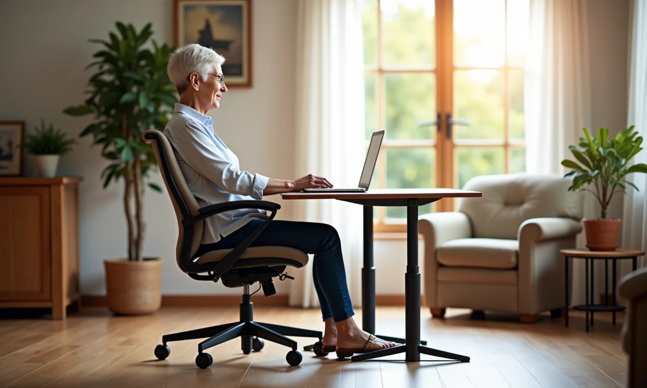 Mobiliário adaptado para conforto e ergonomia em asilo.
