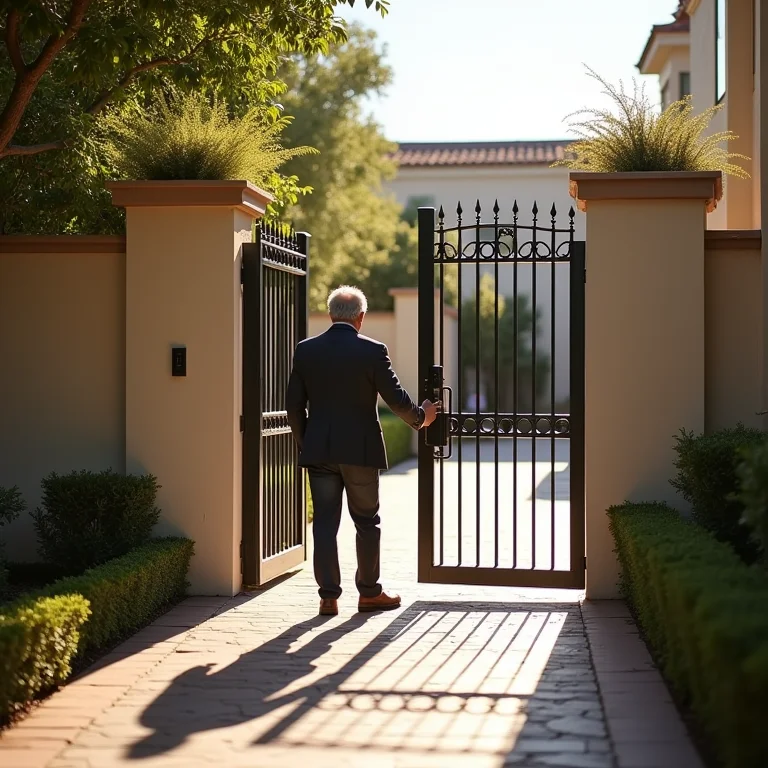 Morador abrindo o portão para um desconhecido, representando a confiança excessiva.