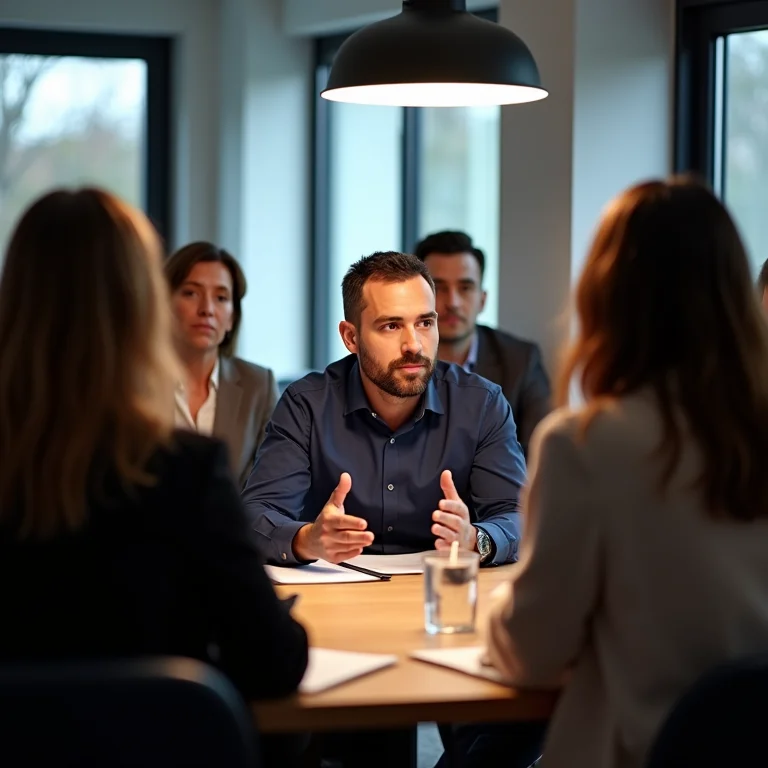 Moradores diversos em reunião de condomínio discutindo segurança
