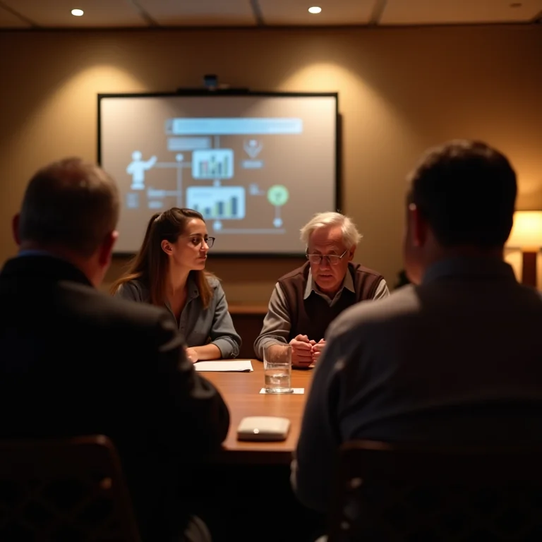 Moradores participando de uma reunião de conscientização sobre segurança.
