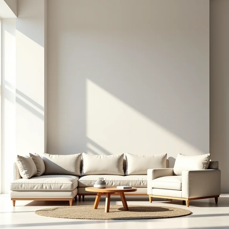 Móveis proporcionais em sala de estar clean.