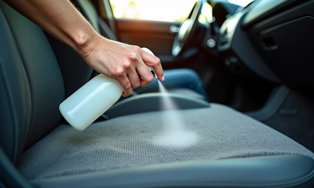Neutralizando odores no carpete do carro.