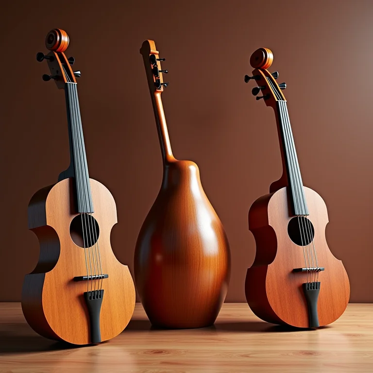 Objetos decorativos com formato de instrumentos musicais no banheiro temático.