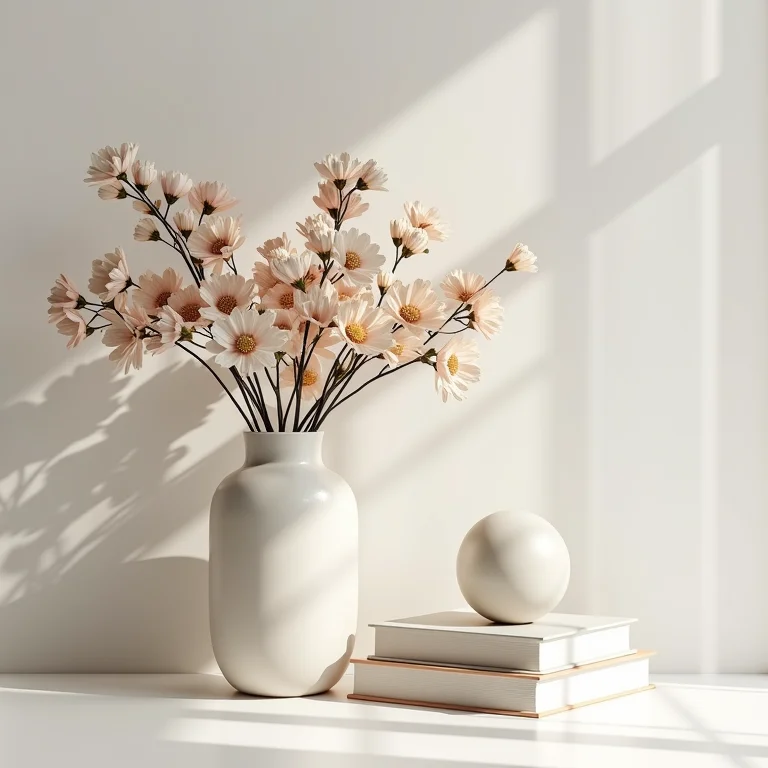 Objetos decorativos para sala clean.