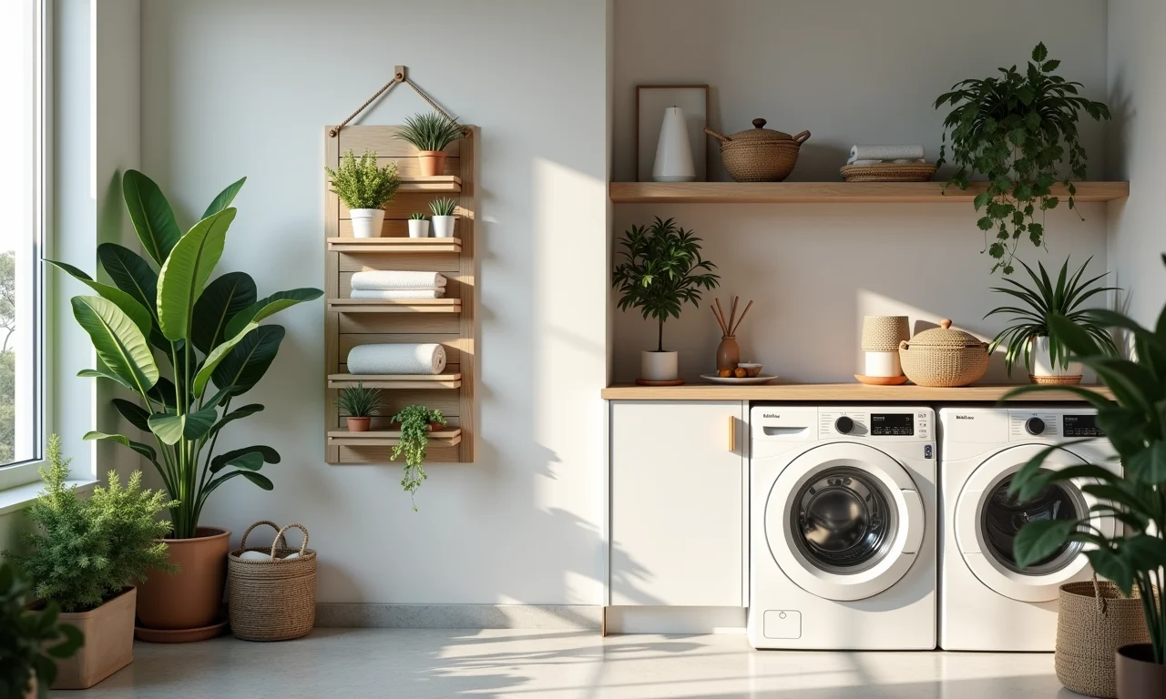 Organizador de parede multiuso da Arthi em uma lavanderia.