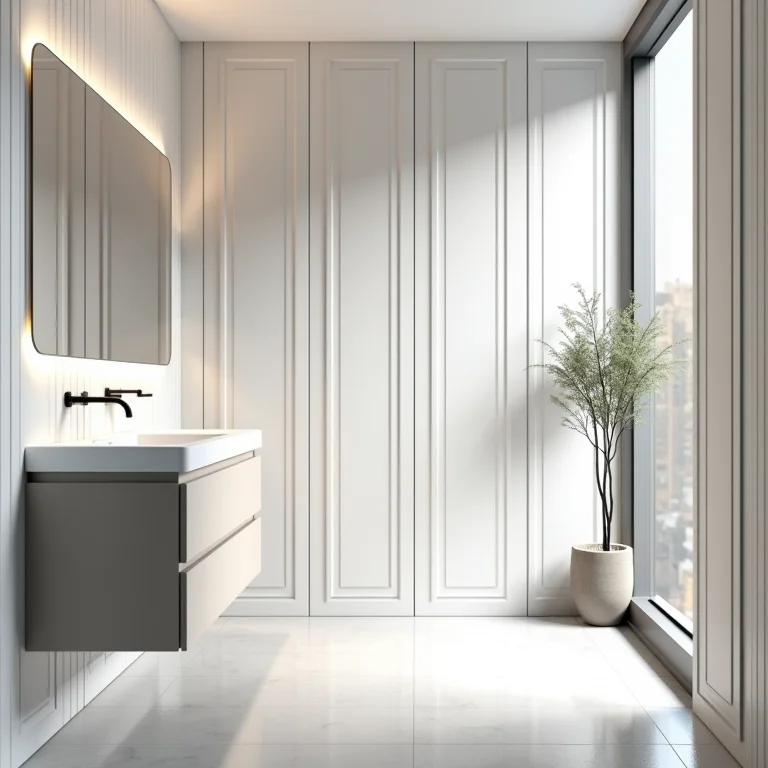 Painéis de PVC 3D em banheiro moderno