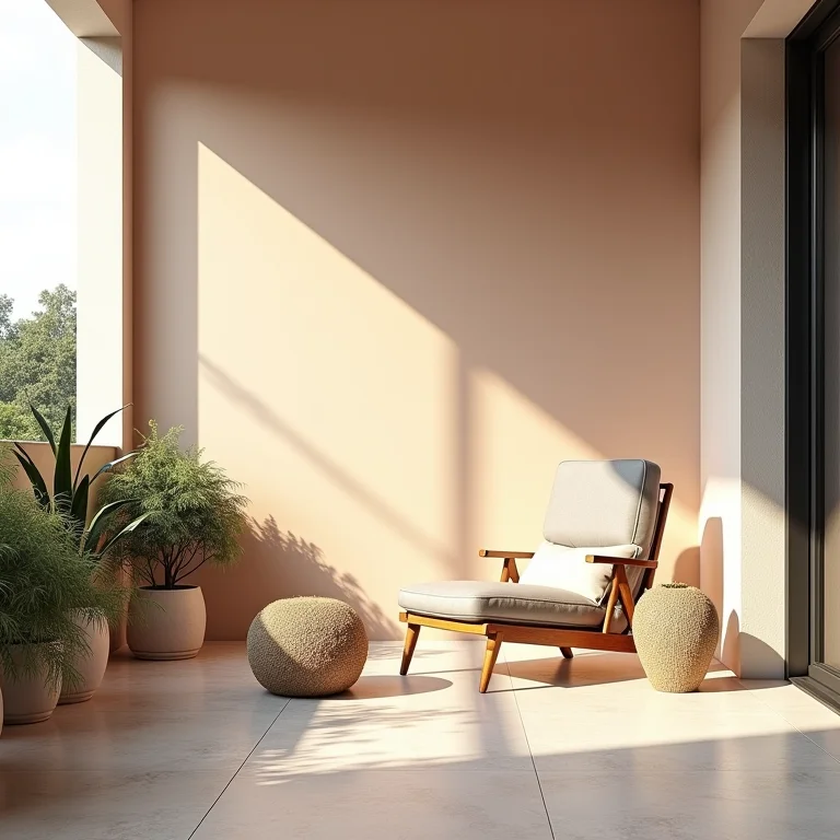 Paleta de cores harmônica em uma varanda de apartamento.