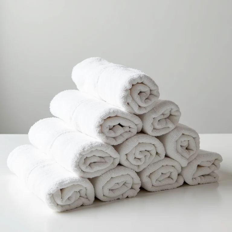 Panos de prato dobrados em triângulo e empilhados