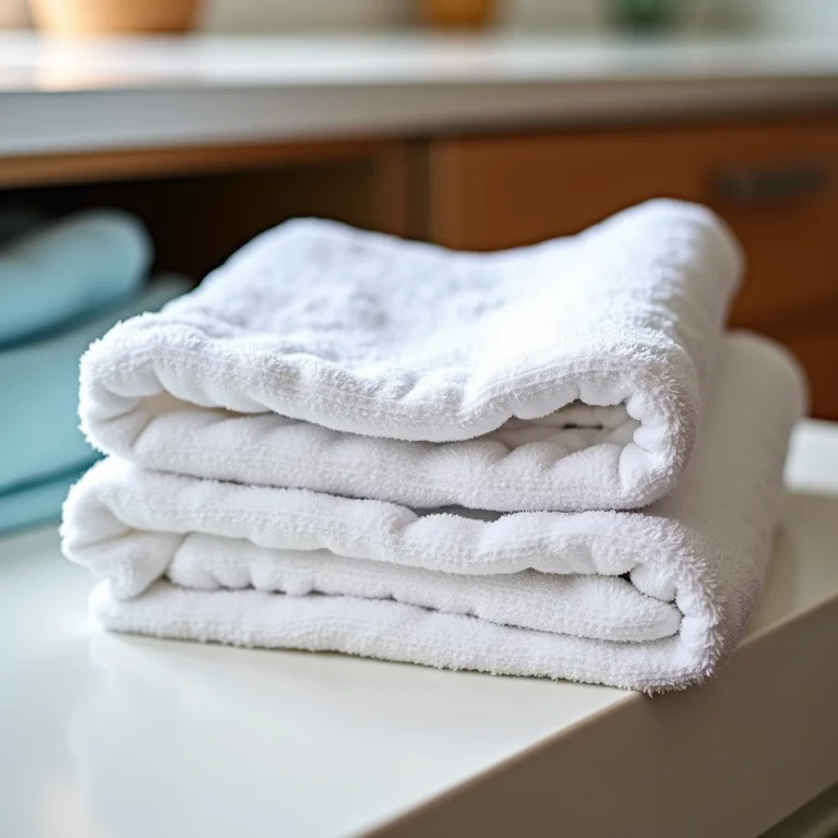 Panos de prato dobrados verticalmente em uma gaveta