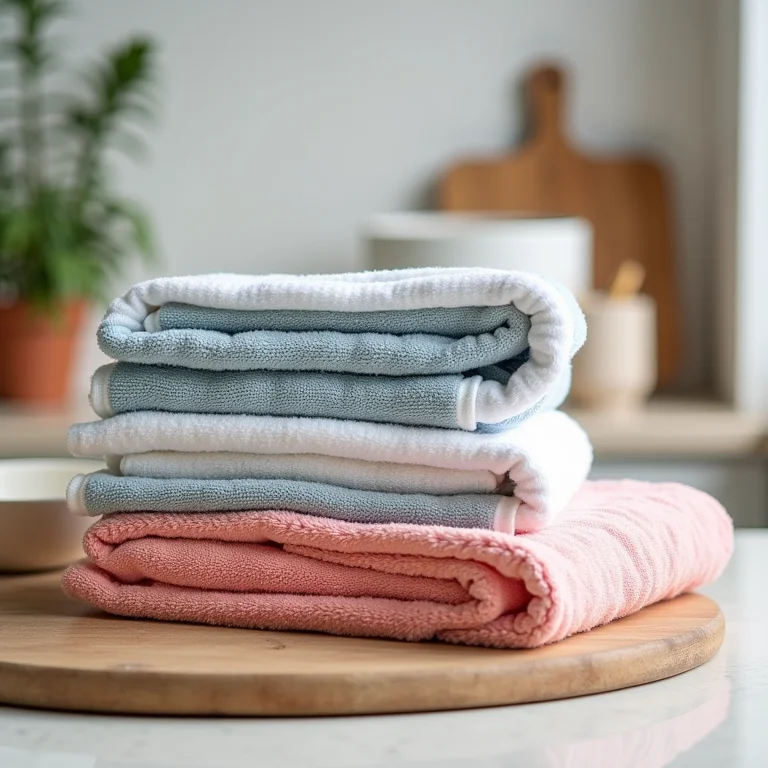 Panos de prato organizados de forma atraente em uma gaveta