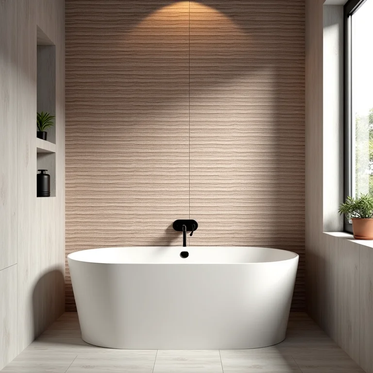 Papel de parede com textura de tijolinho em lavabo