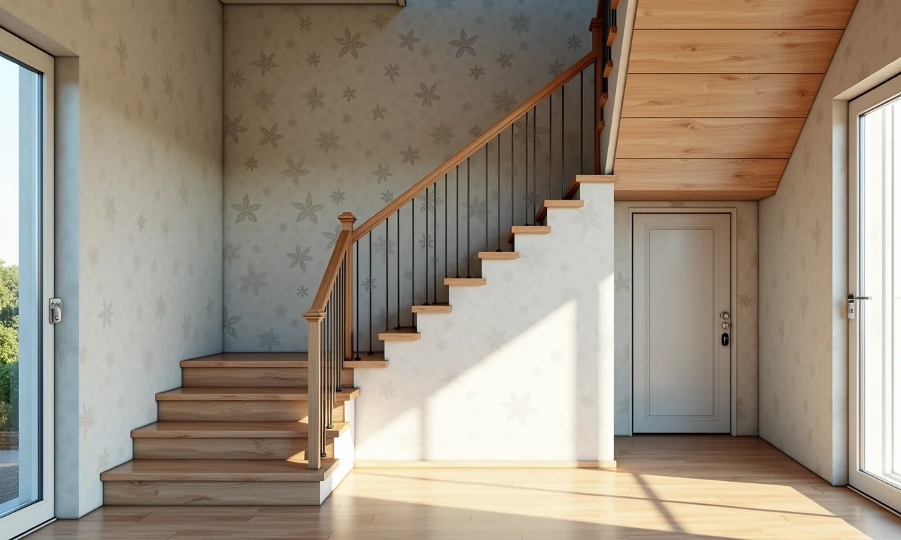 Papel de parede em parede de escada, praticidade e variedade de estampas.