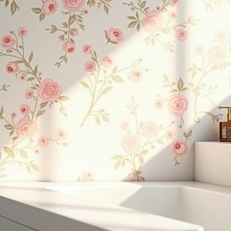 Papel de parede floral delicado em lavabo