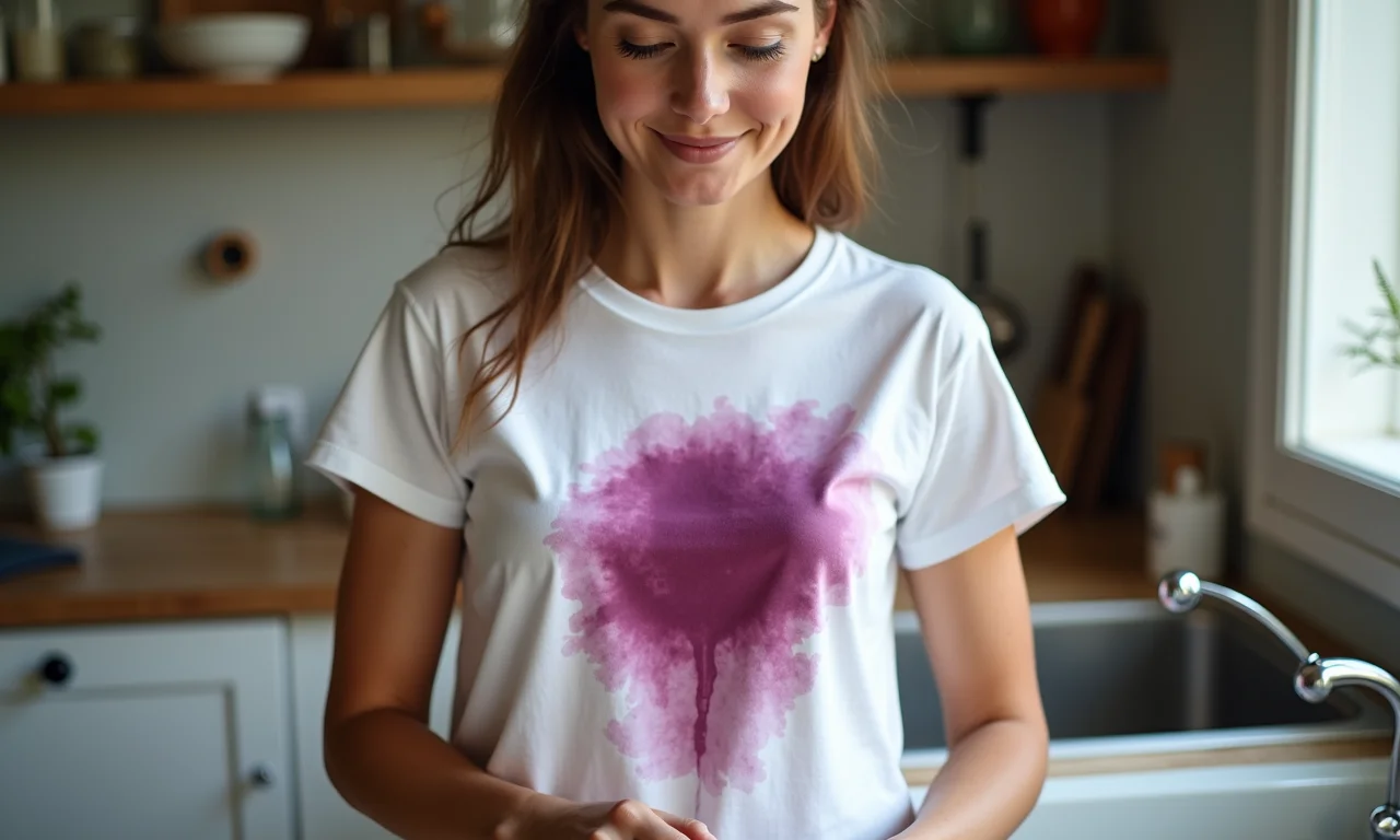 Pasta de bicarbonato de sódio em mancha de suco de uva.