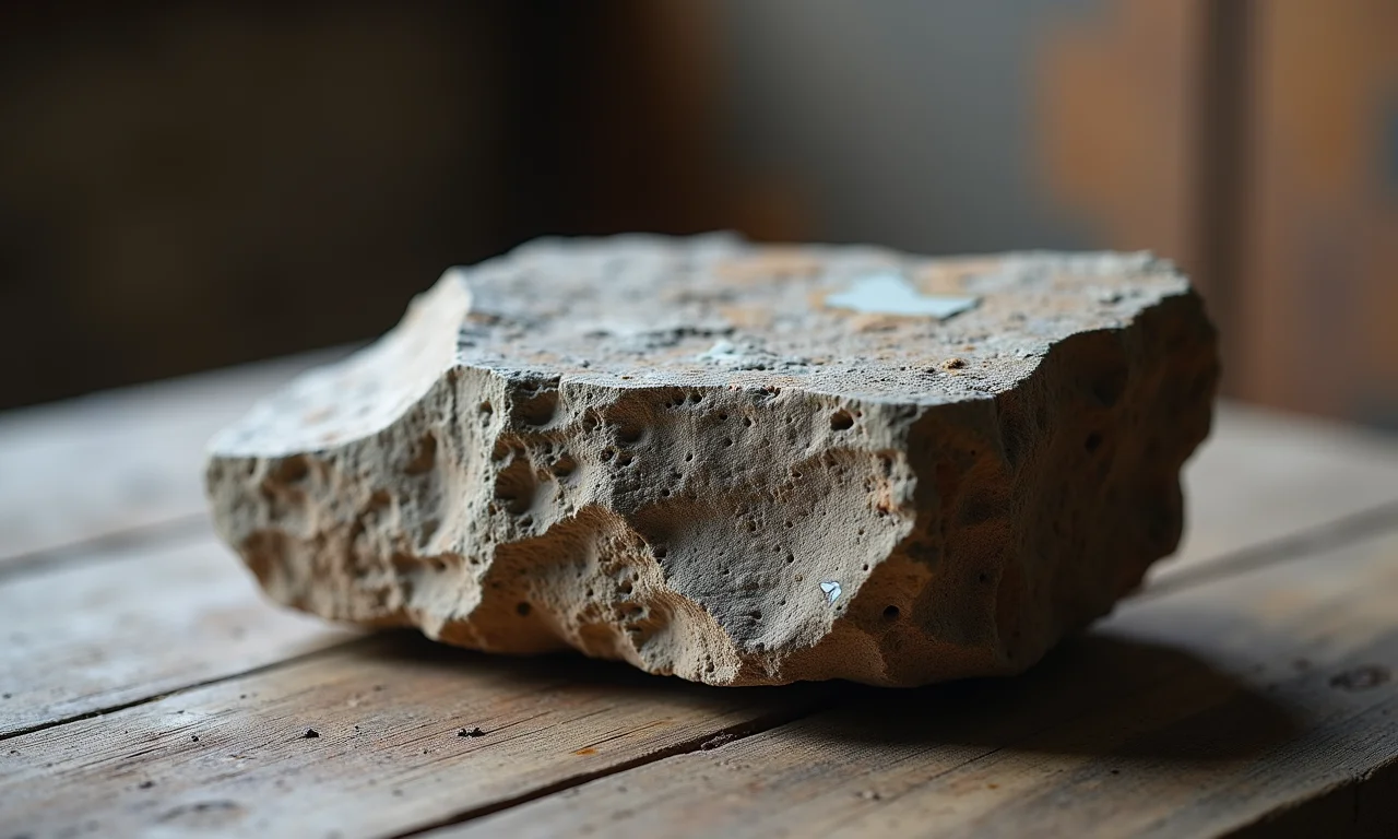 Pedra São Tomé bruta, exibindo sua textura natural.