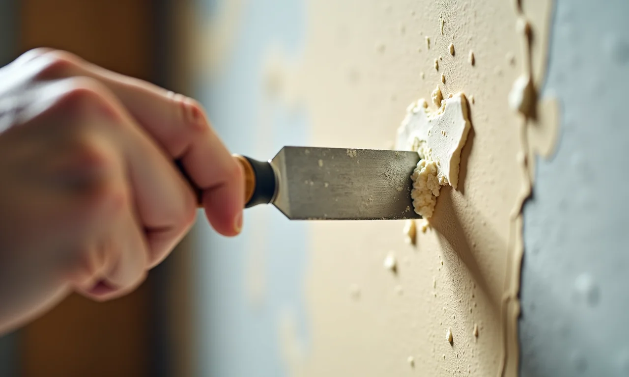 Pessoa corrigindo imperfeições na parede com massa corrida.