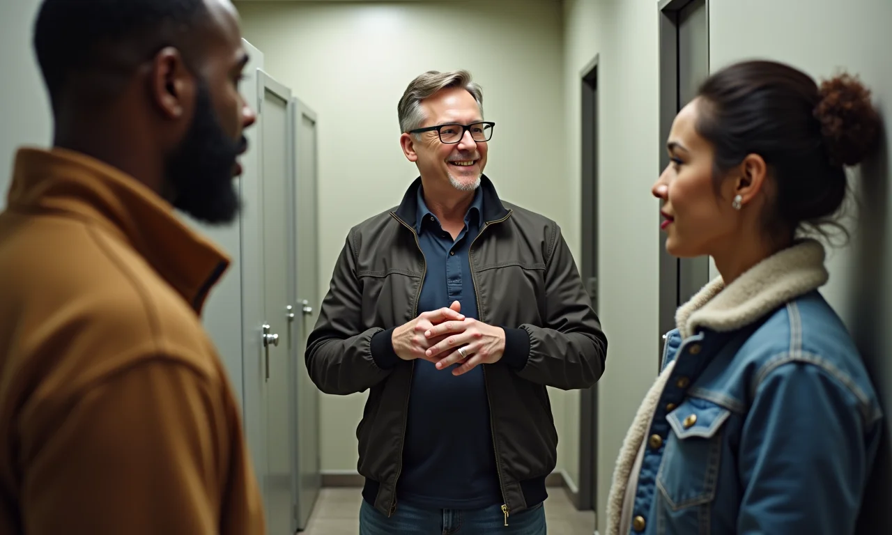 Pessoa perguntando algo em banheiro público.