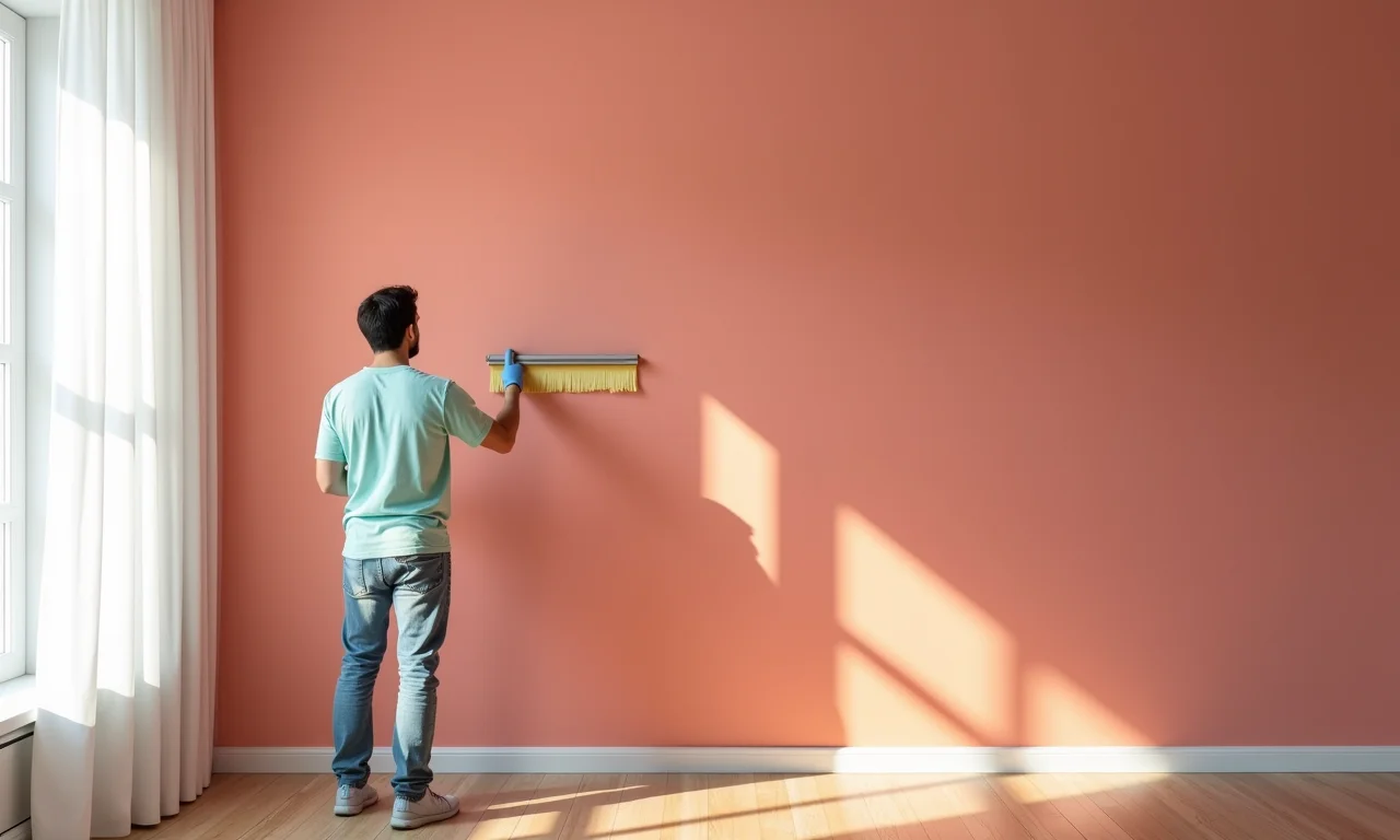 Pessoa pintando parede com tinta Coralit Lousa.