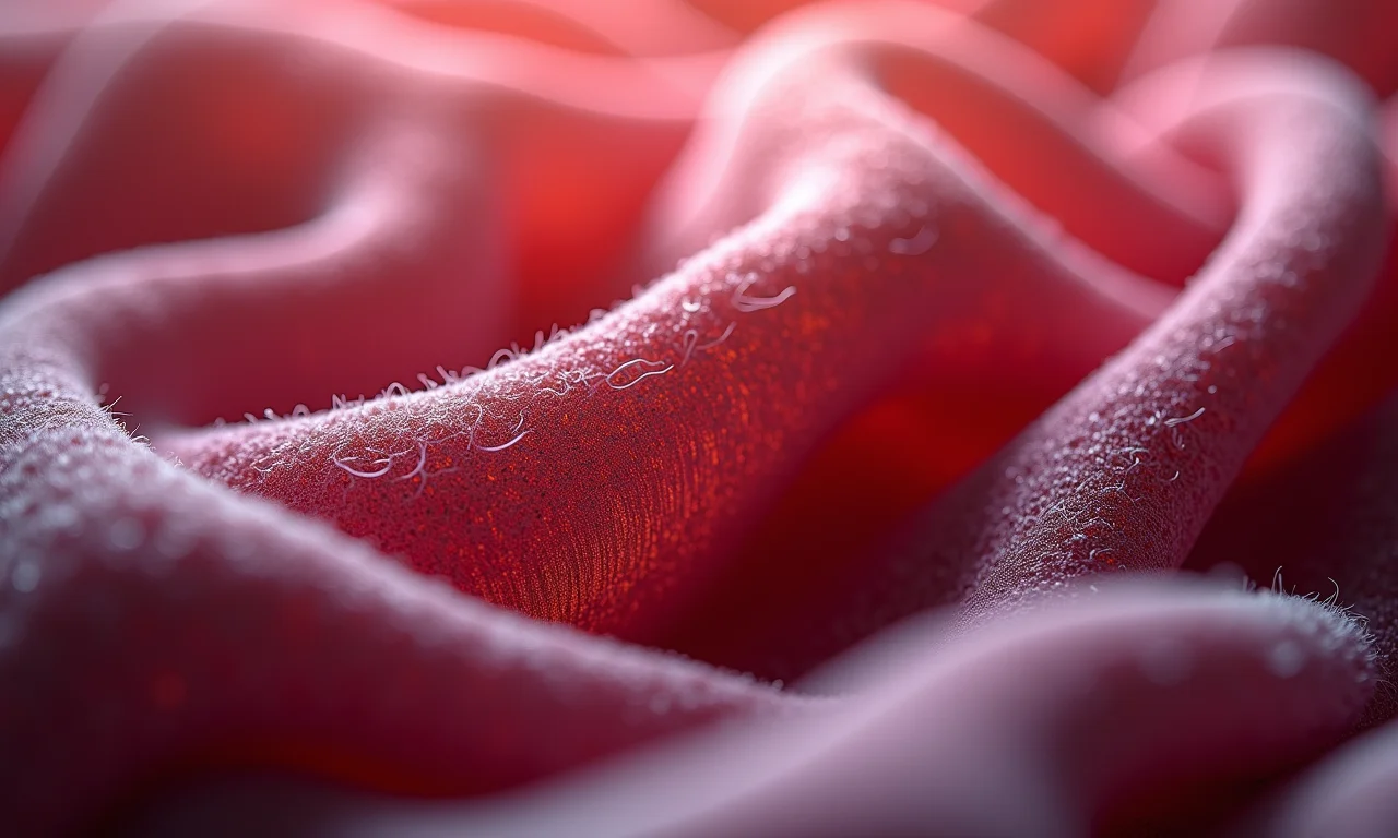 Pigmentação do suco de uva nas fibras do tecido.