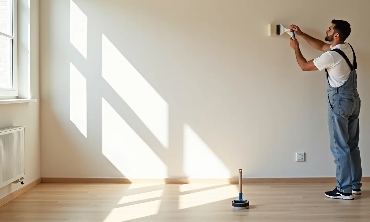 Pintores renovando apartamento para aluguel.