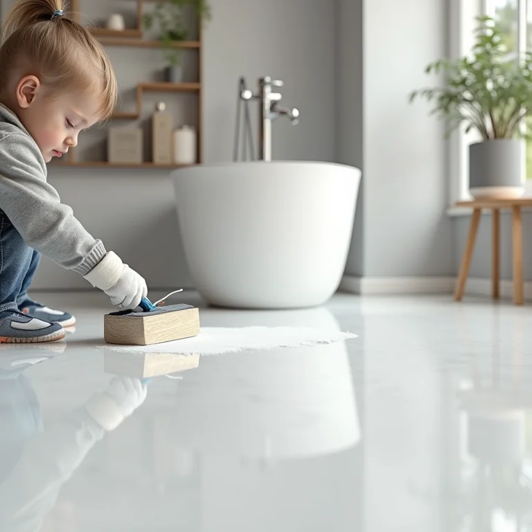 Pintura epóxi no piso do banheiro