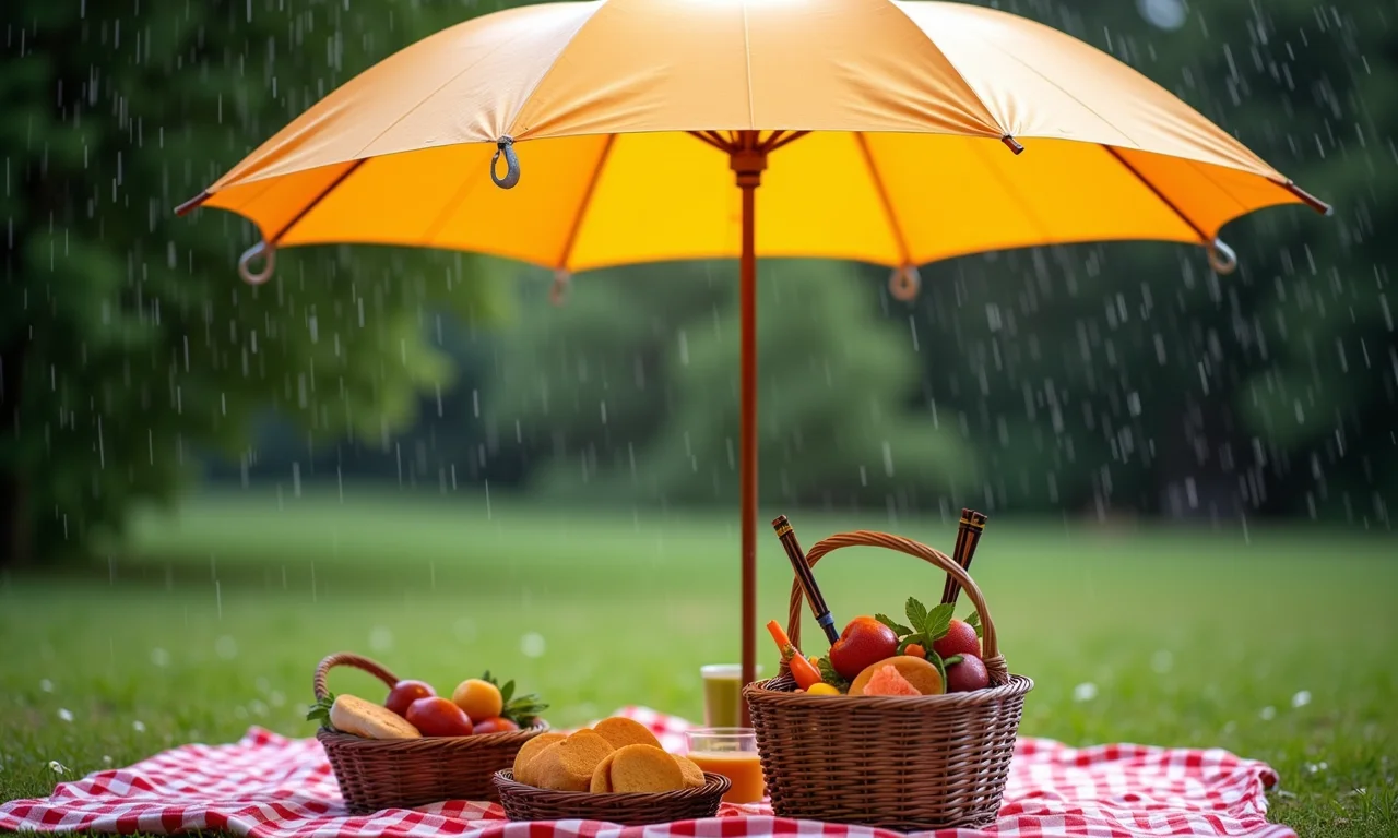 Piquenique em dia de chuva.