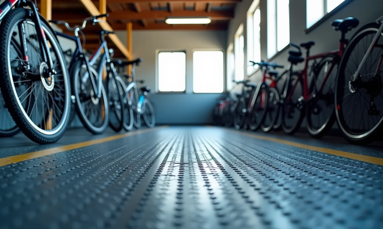 Piso antiderrapante em bicicletário.