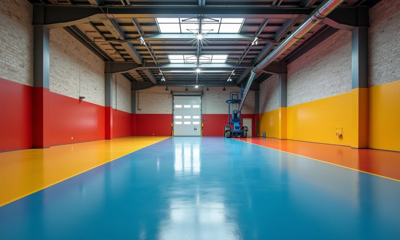 Piso com tinta epóxi da Sherwin-Williams.