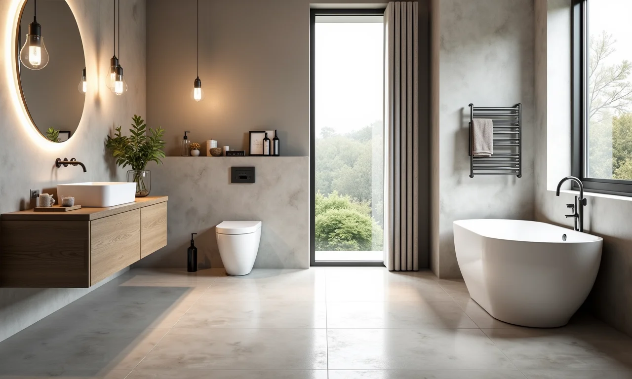 Piso de banheiro antiderrapante com porcelanato acetinado.