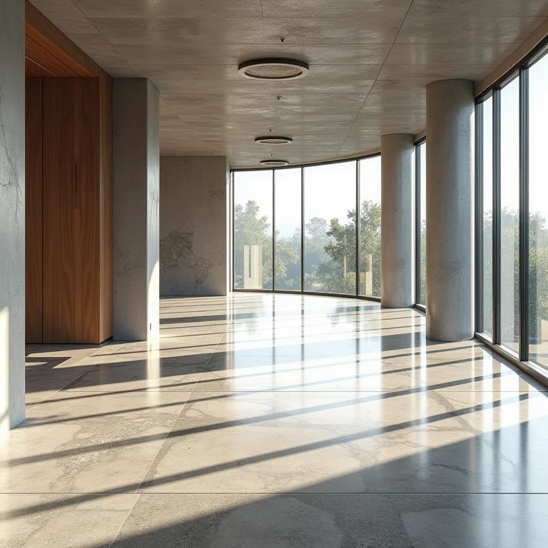 Piso de cimento polimérico em área de alto tráfego, demonstrando resistência e durabilidade.