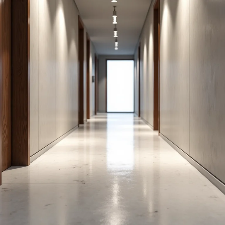 Piso de cimento queimado moderno em hall de entrada com visual industrial