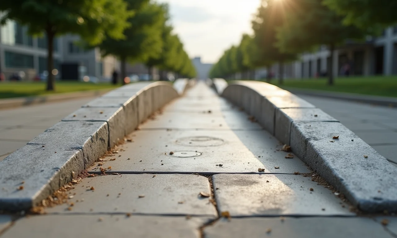 Piso de concreto rústico em rampa de acesso.