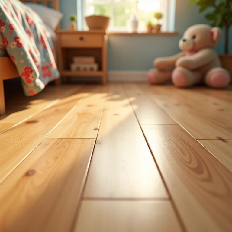 Piso de madeira maciça em quarto infantil